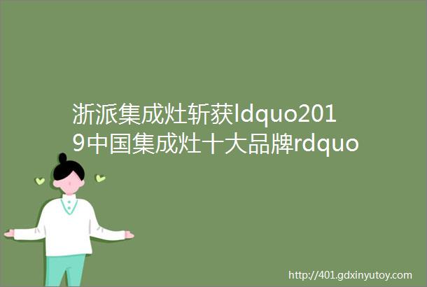 浙派集成灶斩获ldquo2019中国集成灶十大品牌rdquo