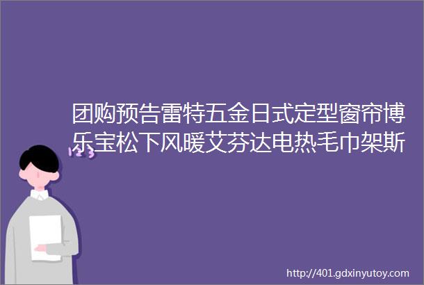 团购预告雷特五金日式定型窗帘博乐宝松下风暖艾芬达电热毛巾架斯泰得乐加湿器富平柿饼AGURO净肤毛巾大象椅